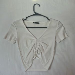 Zara White Crop Tee